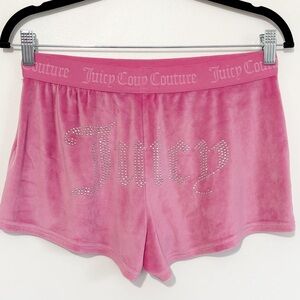 Juicy Couture Y2K Velour Sleep Shorts Pink Juicy Rhinestone on Butt Medium
